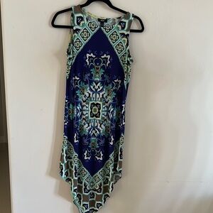 MSK Blue Green Asymmetrical Halter Sundress
